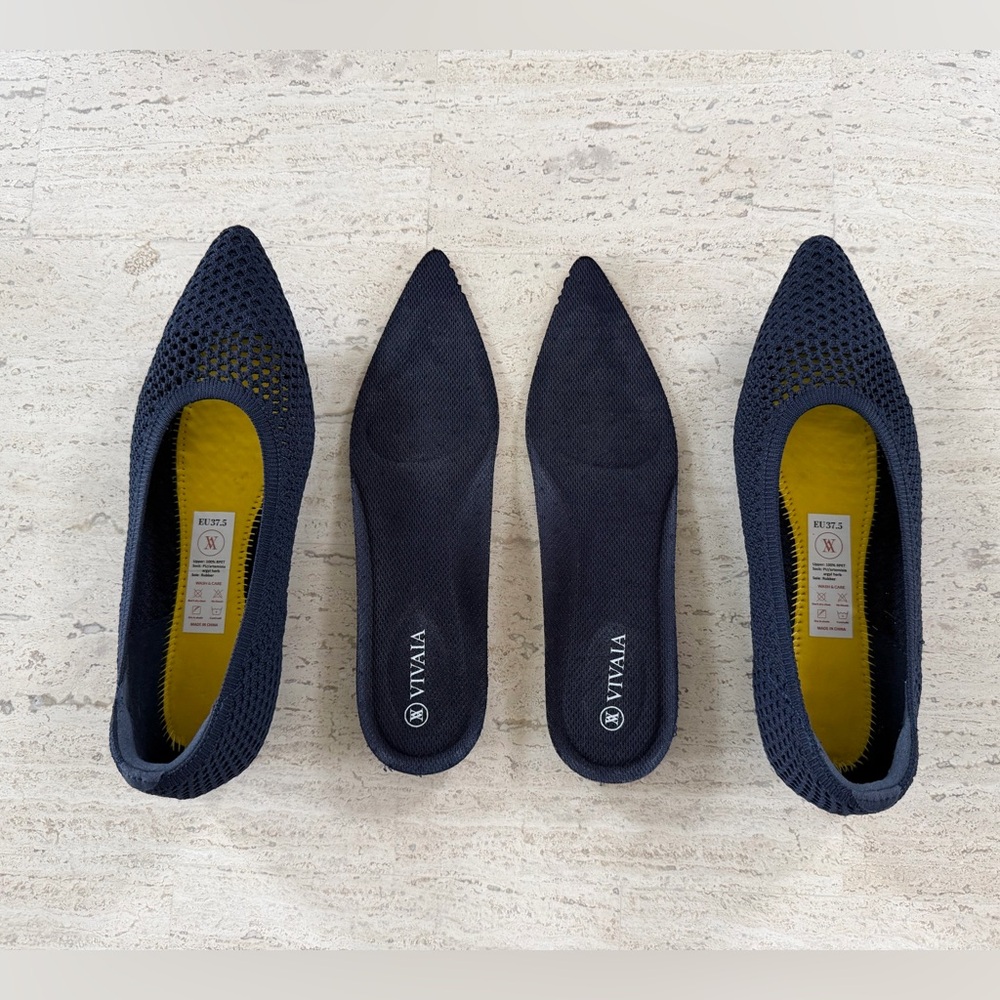 VIVAIA Pointed-Toe Breathable Mesh Ballet Flats (Aria 5°) in Navy, Size EU 37.5 - Picture 9 of 15